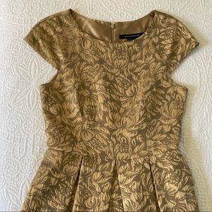French Connection Gold Jacquard Dress